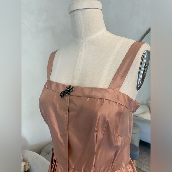 VERA WANG PINK FORMAL DRESS STRAIGHT SQUARE NECKLINE A-LINE DRESS - Picture 5 of 13